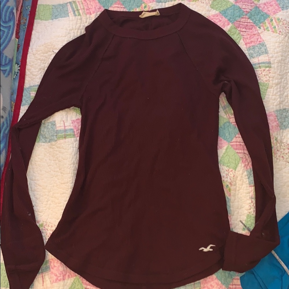 Hollister maroon ribbed long sleeve